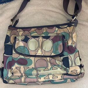 Coach Multicolor Signature Crossbody in Beige, Teal, Mauve and Navy